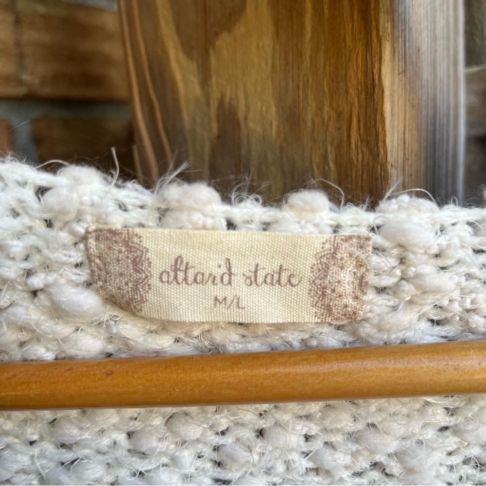 Altar'd State V-Neck Striped Sweater - Cream and Brown - Picture 2 of 3